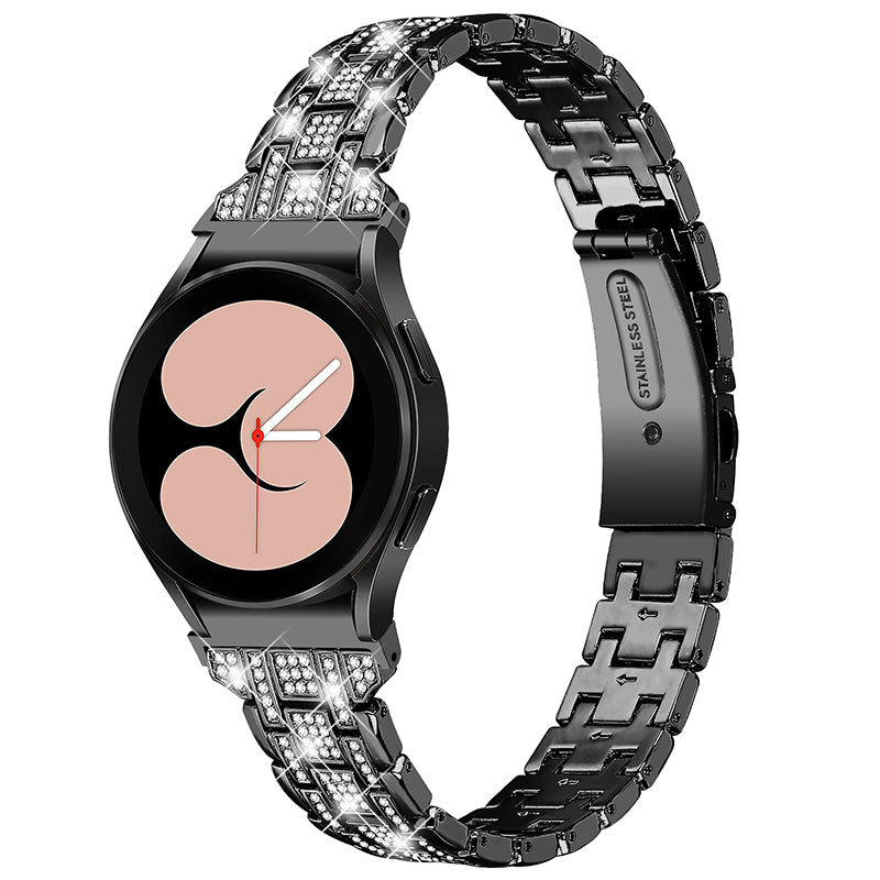 For Samsung Galaxy Watch4 Active 40mm 44mm Watch4 Classic 42mm 46mm 5 Rows Rhinestone Stainless Steel Smart Watch Band Wrist Strap with Double Buckle For Samsung Galaxy Watch4 Active 40mm 44mm Watch4 Classic 42mm 46mm 5 Rows Rhinestone Stainless Steel Smart Watch Band Wrist Strap with Double Buckle